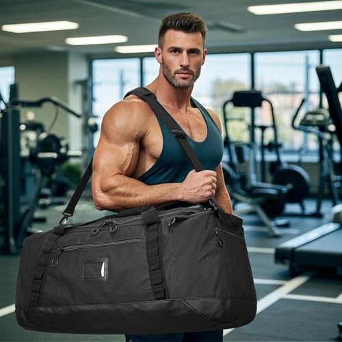 TUGUAN 100L Extra Large Travel Duffle Bag Backpack for Men, 3 in 1 Sports Duffel Bags W/Adjustable Shoulder Strap & Dividers Gym Equipment/Gear Weekend Overnight Bag for Trip Camping Hiking, XL Black - color: Black