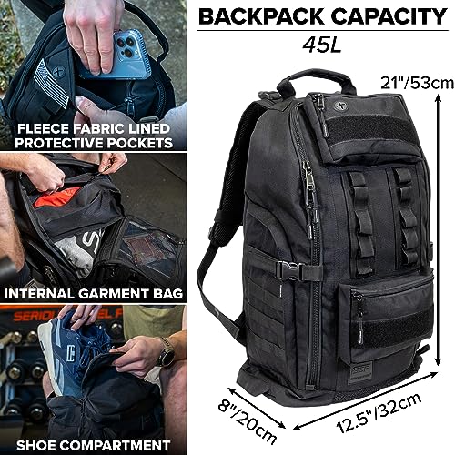 SERIOUS STEEL FITNESS Tactical Backpack and Gym Bag 1000D Nylon Black - color: Black, style: Backpack (Tactical)