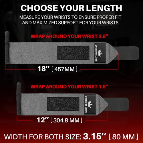 TECEUM Elastic Cotton Weightlifting Wrist Wraps with Thumb Loops, 1 Pair - color: Gray, style: 18" – Queen of Lifts