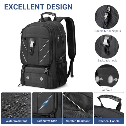17.3 Inch Travel Laptop Backpack with Shoe Compartment,Water Resistant Anti Theft Bag with USB Charging Port,50L Backpacks Compartmentsfor Men Women