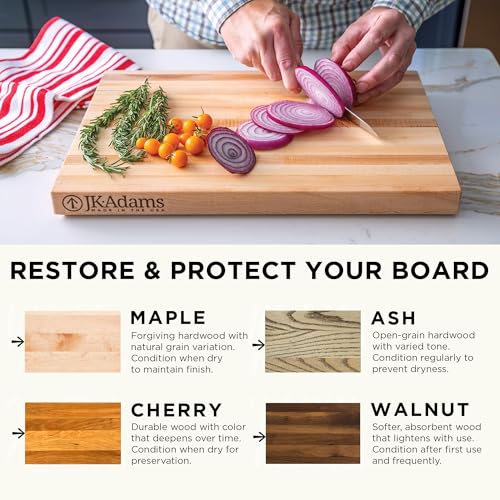 J.K. Adams Maple Artisan Plank Serving Board with Handle, 20" x 6" | Wood Charcuterie & Cheese Board, Wooden Tray for Food Prep and Presentation - size: 20"L x 6"W
