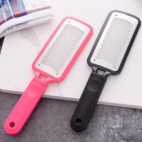 Foot Files Foot Scrubber Pedicure, Stainless Steel Callus Remover for Feet, Professional Foot Grater Rasp Scraper to Hard Skin Corns for Dry and Wet Fee - style: 1X Foot Files(Pink)