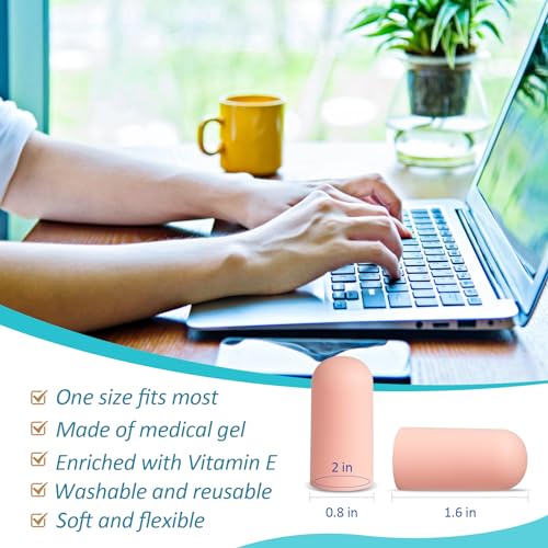 Pnrskter Silicone Finger Protectors - 8 Pcs Finger Cots Sleeves, Medium | Silicone Material, Nude Medium, Soft Finger Sleeves, For Arthritis, Eczema, Cracked Fingers & Daily Protection