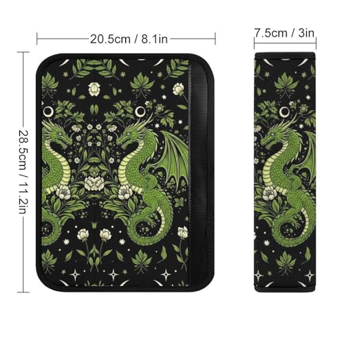 2 Pack Breathable Car Seat Straps Shoulder Pads for Adults and Children, All Vehicles, Moon Flowers Green Dragon Harness Pads Strap, Pressure Relief - color: Pattern 380