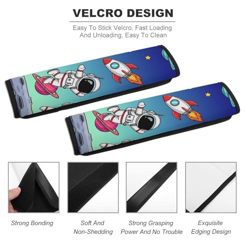 1 Pair Astronaut Space Man Space Rocket Planet Art Car Seat Straps Shoulder Pads Soft Padded Harness Pads Strap for Adult Use, Stroller Pushchair High Chair, Comfortable Driving - color: Pattern 981