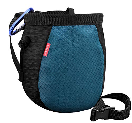 Moko Rock Climbing Chalk Bag, Bouldering Chalk Pot Bucket with Adjustable Belt & Carabiner Drawstring Climbing Gear - color: Royal Blue & Black, style: Cylinder