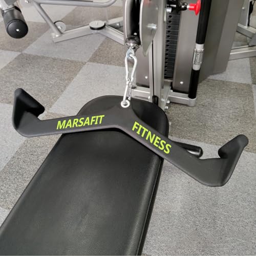MARSAFIT Home Gym Fitness Rowing T-bar V-bar Pulley Cable Machine Attachment, Bicep Curl Tricep LAT pulldown Bar Back Strength Training Handle Grips LAT Pull Down Bar for Seat Row Workout - style: Btbar 1903