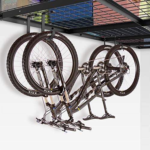 FLEXIMOUNTS 4 Pack Add-On Storage Flat Hooks, Black | Accessory for Garage Ceiling Rack and Wall Shelving, Max Weight Capacity up to 50 lbs - color: Black