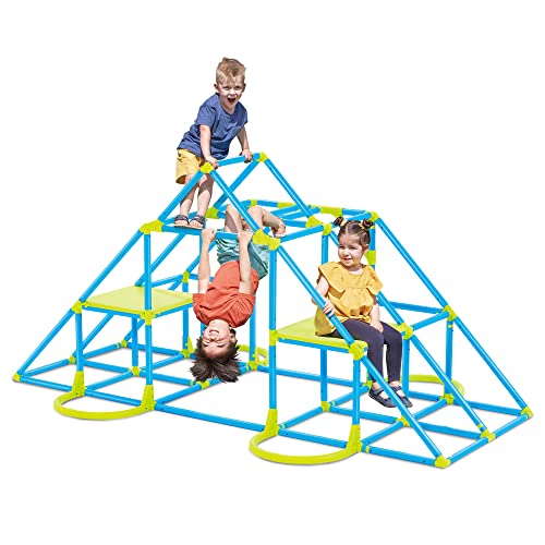 Eezy Peezy Mega Pyramid Monkey Bars Climbing Tower Active Outdoor Fun for Kids Ages 3 to 8 Years Old, Blue/Green - color: Blue/Green