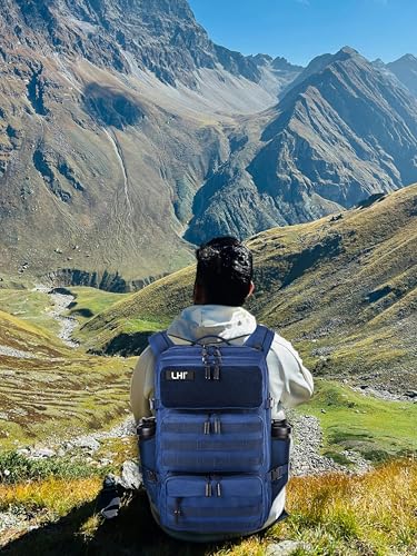 LHI Tactical Military Backpack for Men and Women 25L/35L Army Assault Pack Bag Small Rucksack with Bottle Holder - color: 50l-shoe Compartment(blue), size: Large