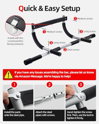 Abahub Home Pull Up Bar - Doorway Mount for Apartments | 265lb Heavy-Duty Strength Trainer | Multi-Grip Space Saver