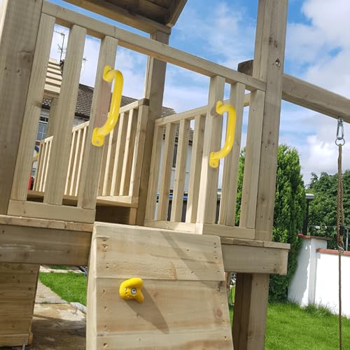 ESPETS 4 Pack of 10 Inch Yellow Metal Outdoor Playground Handles | Rust-resistence Metal Playset Accessories, Playhouse ladder handles, Indoor Monkey Bars, Treehouse, Climbing walls handles - color: Yellow