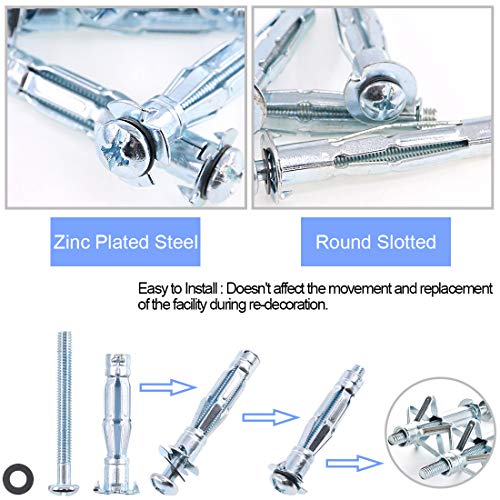 Glarks 30Pcs 5x52MM Heavy Duty Zinc Plated Steel Molly Bolt Hollow Drive Wall Anchor Screws Set for Drywall, Plaster and Tile (M5x52) - size: 5x52mm