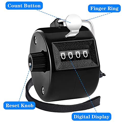 FEBSNOW 2 Pack Tally Counter Clicker 4 Digit Number for School Event | For Row Sport School Event Coaches, Mechanical 4 Digit Counting, Handheld People Clicker Counter - color: Two Black