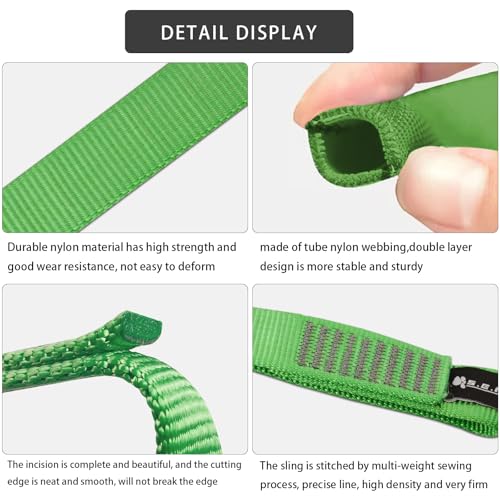 SEPEAK 25mm Nylon Tubular Webbing 1-Inch, 29kN/6520lbs, UIAA Certified Webbing Straps - color: Green, size: 30cm / 12inch | Pack of 3