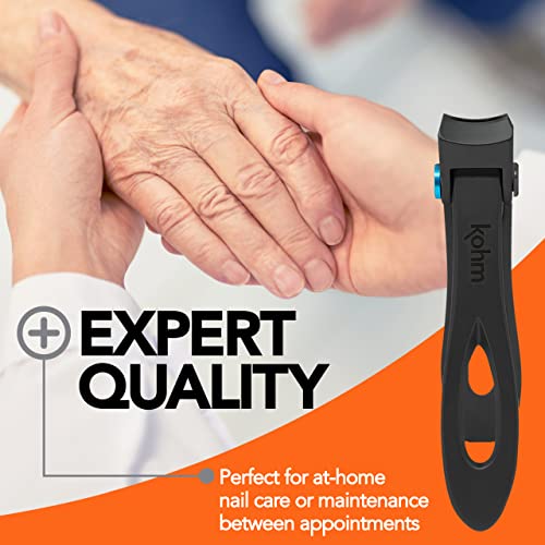KOHM Nail Clippers for Thick Nails - Heavy Duty, Sharp Wide Mouth Professional Fingernail and Toenail Clippers for Men, Women & Seniors, Black - color: Curved-black