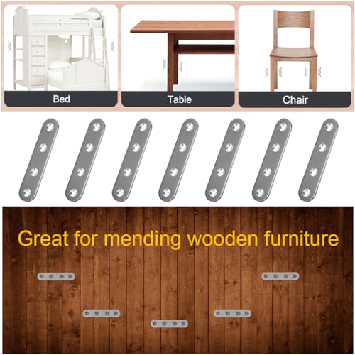 24 Pack Straight Brace Brackets 3 Inch Stainless Steel Flat Mending Plates, Heavy Duty Repair Fixing Joining Brackets for Wood Furniture with Screws, Silver, CAM-S8016-24 - size: 3 inches (24 Pieces)