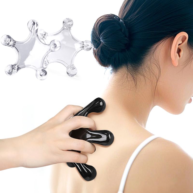Trigger Point Massage Tools, 2 Pcs 5 Point Deep Tissue Manual Massager Handheld Body Massagers, Handheld Palm Pressure Point Massage Tool for Neck Shoulder Back Muscle Pain Relief (Transparent) - color: Transparent