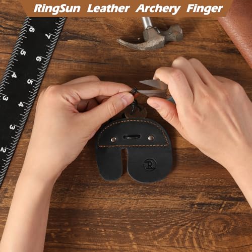 Leather Archery Finger Tabs,Handmade Archery Finger Guard for Shooting Practice Gear, Recurve Bow Fingers Tab - color: Black Coffee