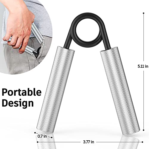 ZEAGUS Grip Strength Trainer 4 Pack,Metal Hand Grip Strengthener Kit-Silver | Non-Slip Heavy-Duty Forearm Exerciser,50LB-200LB Hand Gripper for Muscle Building and Hand Rehabilitation Exercising - color: Silver