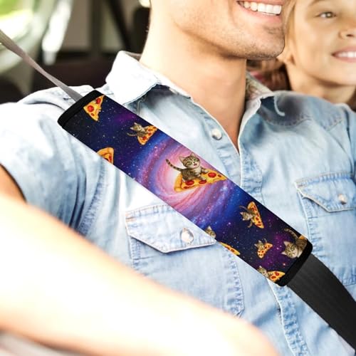 2 Pack Outer Space Purple Galaxy Pizza Cat Seat Belt Cover Universal Fit Shoulder Harness Cover for Girls and Boys, Car Seats Pushchair Strollers High Chair Pushchair - color: Pattern 1073