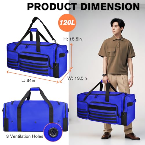 Goloni 130L Heavy Duty Large Duffle Equipment Bag,Catchers Gear Bag with Shoe Compartment,Baseball Duffle Bag - color: Blue