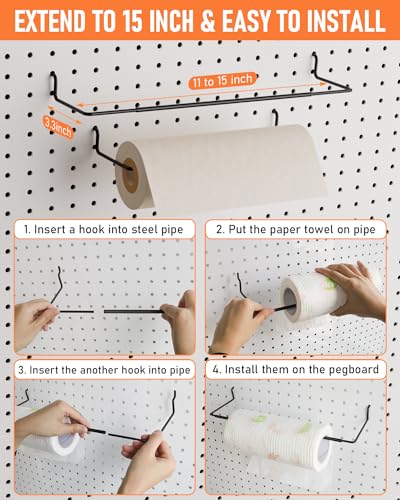 INCLY 276PCS Pegboard Accessories Organizer Kit for 1/4 Inch Pegboard | Extra Thick, Heavy Duty, Pegboard Hooks with Bins & Paper Towel Holder, Peg Board Hooks, For Garage Wall Hanging Tools - size: 276PCS