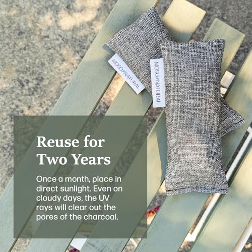 Moso Natural Shoe Deodorizer Inserts (2 Pack) Charcoal Odor Absorber for Shoes, Gym Bag & Boot Deodorizer, Unscented Shoe Odor Elimination, Air Purifying Bags, Lasts 2 Years (4 Bags) - style: 2 Pack (4 Total)