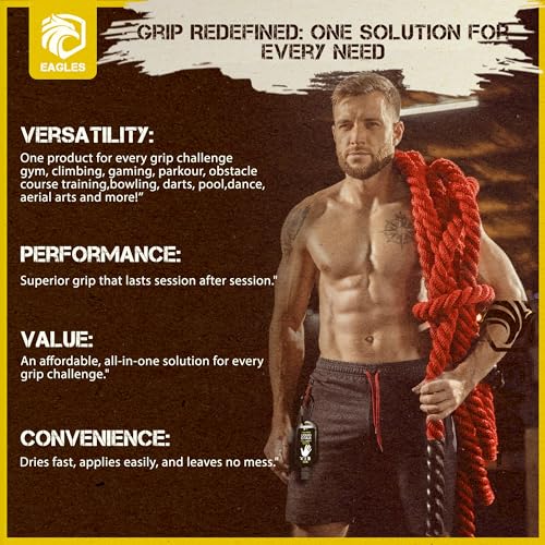 EAGLES Pro Grade Gym Liquid Chalk 60, 120 or 280ml Mess-Free Chalk for Weightlifting, Gymnastics Rock Climbing, Pole Grip, Sports Dries in Seconds - Sweat-Resistant and Long Lasting - style: 280ml