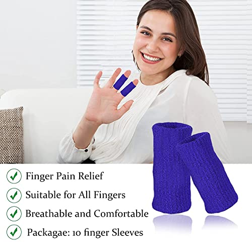 Finger Compression Sleeves, 10 Pcs | Finger Protectors Cots for Arthritis Swelling Basketball Sport, Breathable Elastic - color: Blue