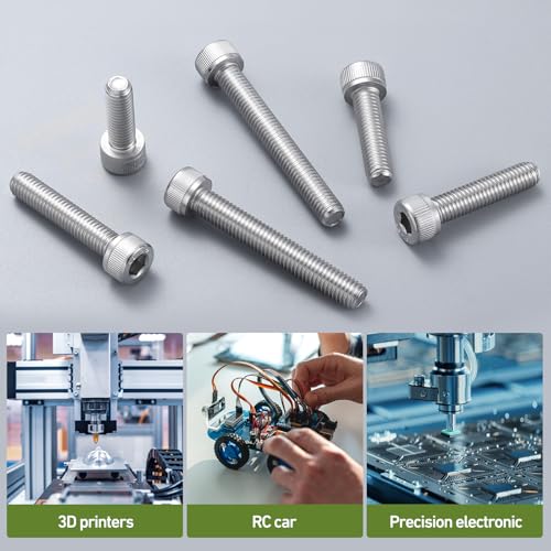 M5-0.8 x 20mm Bolt, 60PCS M5 Hex Socket Head Cap Screws Bolts, 304 Stainless Steel 18-8, Full Threads, with Hex Spanner - size: M5x20mm