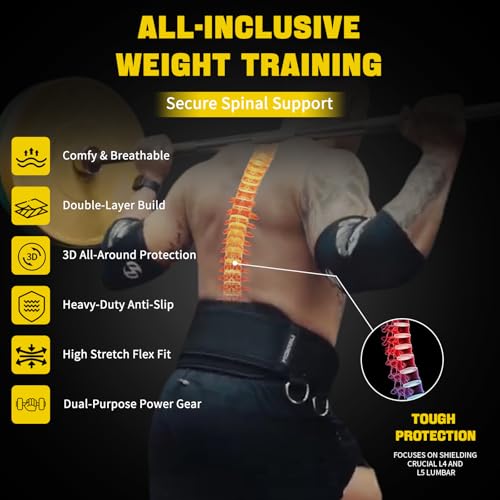 2-in-1 Weightlifting Belt & Dip Belt with 41 IN Steel Chain, Double-Layer Design, Powerlifting Gym Belt for Pull Up, Squat, Deadlifts & Added Weight Training, Unisex for Men & Women - size: Large