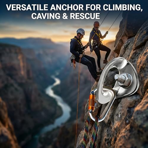 10Pack 25kN 316 Stainless Steel Climbing Bolt Hangers Professional Rock Climbing Anchors & Anchor Plate for Rappelling, Cave Exploration Aerial Work & Rescue, Heavy Duty Outdoor Climbing Gear