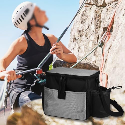 Large Chalk Bucket Bag for Rock Climbing with Aluminum Foil Lining Magnetic Closure Nylon Chalk Bag for Bouldering and Outdoor Climbing