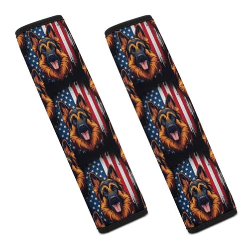 1 Pair Universal Soft and Comfortable Seat Belt Shoulder Pad for Adult Use, Stroller Pushchair High Chair, America Flag German Shepherd Neck Strap Covers, Anti-Slip Pad - color: Pattern 718