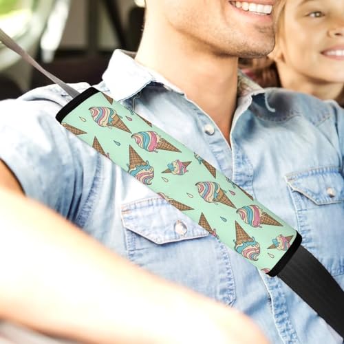 1 Pair Ice Cream Cones Colorful Seat Belt Shoulder Pad Soft Padded Seat Belt Cushion for Adult Use, Stroller Pushchair High Chair, Pressure Relief - color: Pattern 909