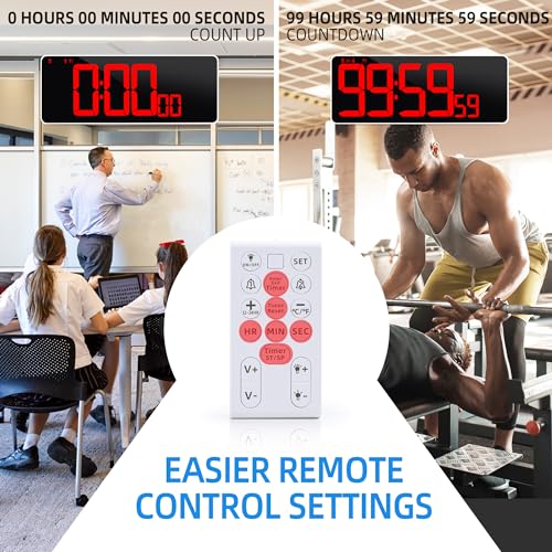 13.7”Digital Timer Large LED Screen displays（5'' Number）,The Date time, Remote Control, Turn on/Off 10 Seconds Countdown Voice Notification, for Chefs,Students, Children, Seniors - color: 13.7'' Red+remote