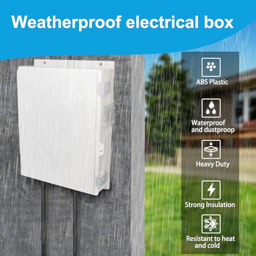 Electrical Junction Box, Outdoor Water Resistant Nema Enclosure, Ventilated ABS Plastic WiFi Project Box with Internal Mounting Panel & Hinged Cover 15.7" Lx 11" Wx 4.1" H - size: 15.7"L x 11"Wx 4.1"H