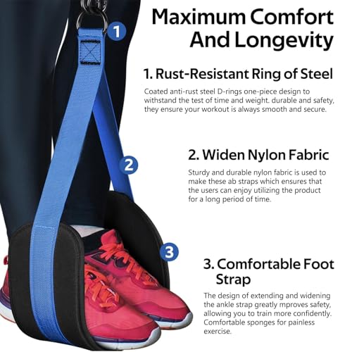 Adjustable Heavy Duty Pull Up Assistance Bands with Fabric Feet and Knee Rest - Pull Up Resistance Bands for Men, Women, and Seniors - Perfect for Dip and Resistance Strength Training Glamflex - color: Blue