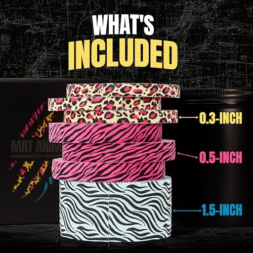 Bighorn Athletics × Adam Wardziński Mat Animal Tape Kit, Neon Jungle Set | Special edition set with 7 rolls of bold printed finger & sports tapes in a tin holder. Residue-free Zinc oxide adhesive. - color: Neon Predator