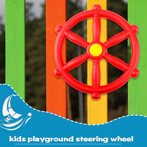 Playground Steering Wheel Plastic Pirate Ship Wheel Playground Swingset Steering Wheel Playset Accessories for Kids Outdoor Backyard Playhouse Treehouse (1, Red) - color: Red