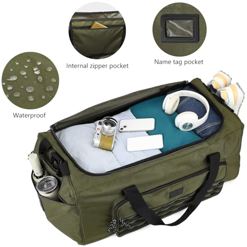 120L Extra Large Gym Duffle Bag for Men Women with Shoes Compartment Heavy Duty Tactical Sports Duffel Bag Big Football Baseball Basketball Soccer Hockey Team Equipment Bag, Green - color: Green