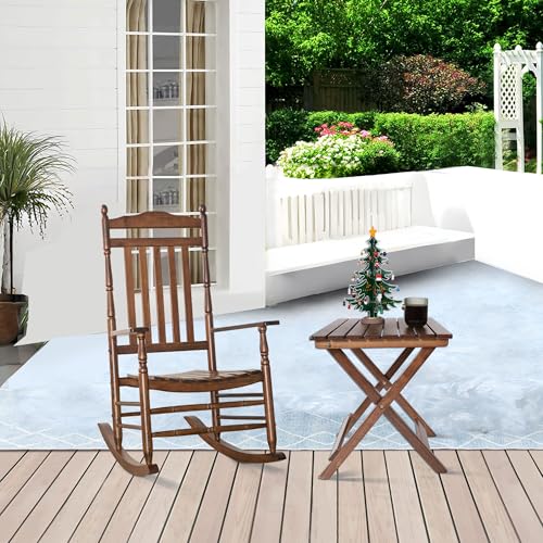 Outdoor Wooden Side Table, Folding Patio End Table, Small Square Furniture Table for Adirondack Chair, Balcony, Porch, Acacia Wood, No Assembly, Brown - color: S-brown-1
