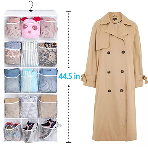MISSLO 30 Large Pockets Dual Sided Hanging Baby Shoe Organizer for Closet with Rotating Hanger Hanging Shoe Shelves, White - color: White