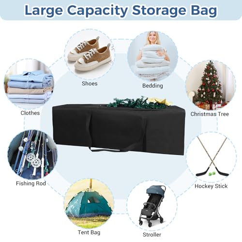 COOLBEBE 56" Sports Duffle Bag - 216L Extra Large Travel Duffel Luggage Bag with Upgrade 2-way Lockable Zippers, Sturdy & Water Resistant Long Duffle Bag for Camping Moving (Black 56inch) - size: 56" x 14" x 17"