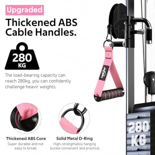 Exercise Handles, Cable Machine Handles for Gym Cable Attachments Training | 2 Pack Heavy Duty Handle with Non Slip Grip for Cable Machines, Pull Down Workouts, Resistance Bands and Home Gym Equipment - color: Pink