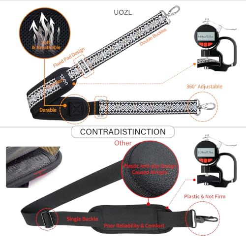 59 Inch Shoulder Straps, Soft with Ultra-Thick Fixed Shoulder Pad, Two Way Independently Adjustable Buckle Replacement Straps for Laptop Bag Messenger Bag Tool Bag Luggage,Black-White - color: Black-white, size: 59 inch