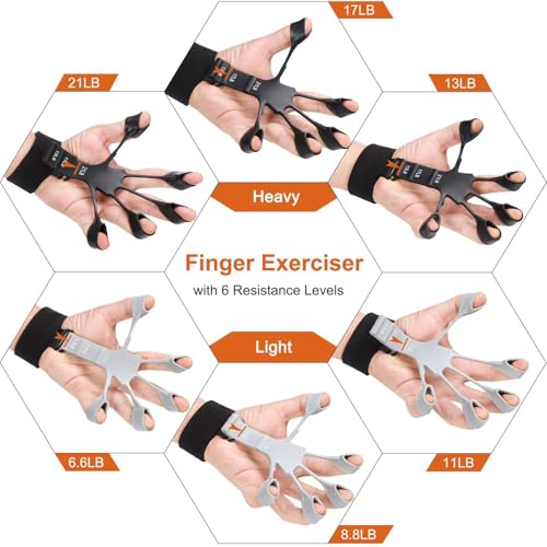 Adjustable Finger Resistance Bands for Hand Strengthening Forearm & Finger Stretcher for Guitarists, Climbers, - color: Black
