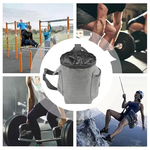 Rock Climbing Chalk Bag Adjustable Belt Gear Equipment | Chalk Organizer for Rock Climbing, Bouldering, Weightlifting, Gymnastics, Adults Women Men - color: Gray
