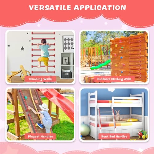 SELEWARE 42" Red Playground Ladder Handle Metal Playset Handles Grab Bars | 500LB 2Pcs Heavy Duty Steel Kids Playground Handles for Indoor/Outdoor Ladder Handrail Swing Set Treehouse Rock Climbing Wall - color: D: 42"-2 Pcs-red